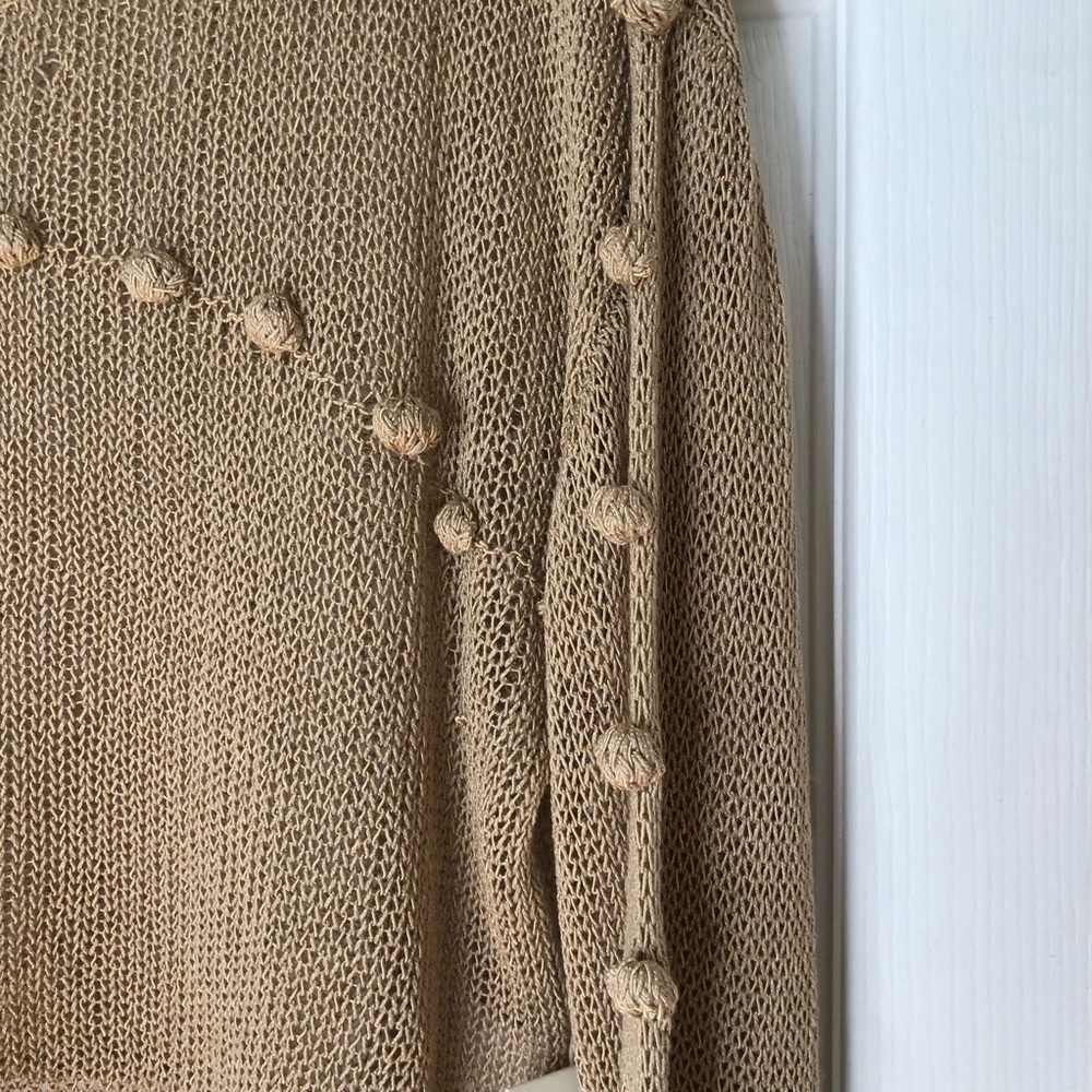 Tularosa Beachwood Sweater Mesh Open Knit Pom Pom Bauble Sweater - Picture 8 of 12